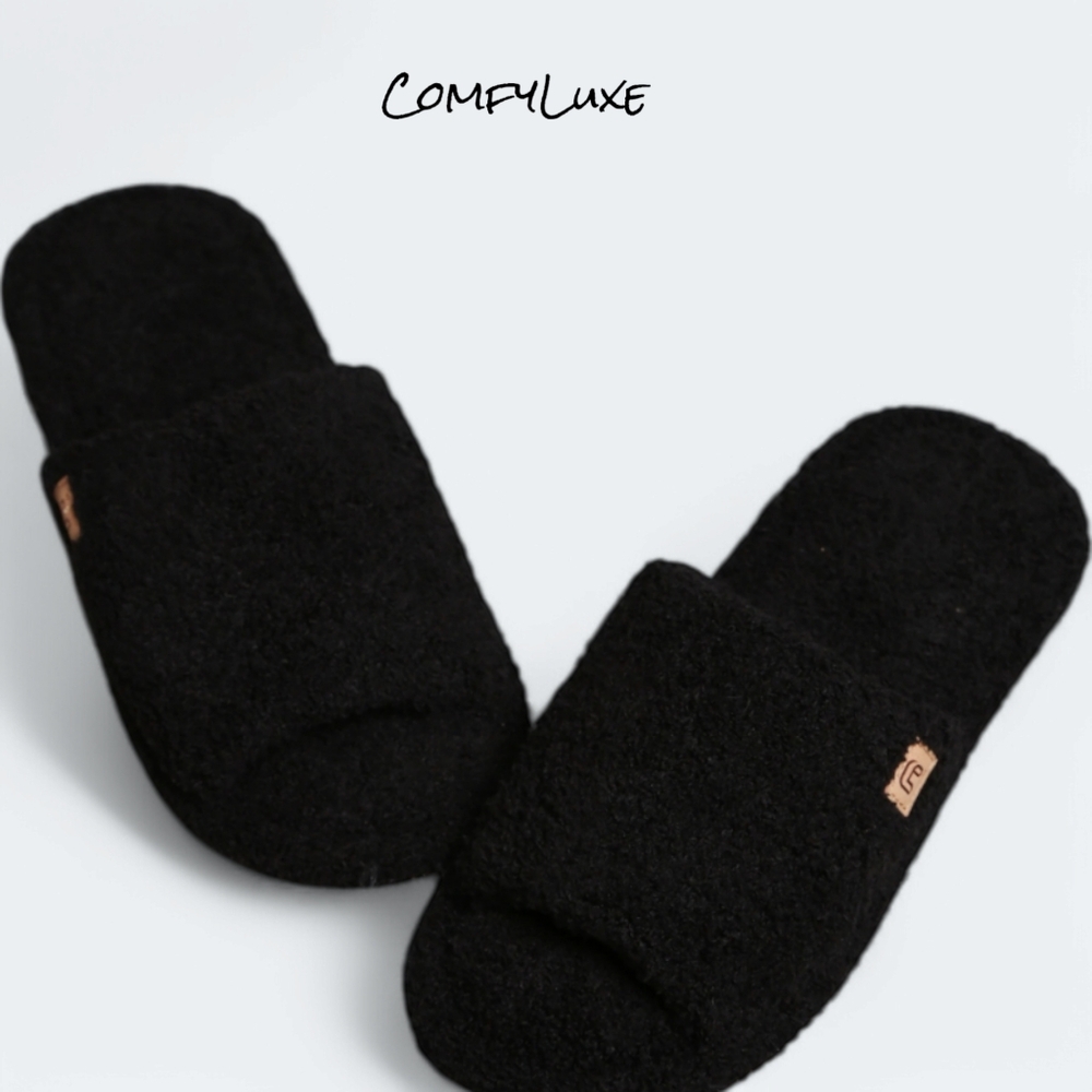 ComfyLuxe Fuzzy Slippers Open-toe Womens Size 8-10